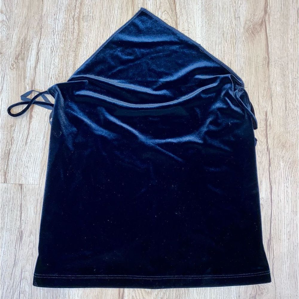 Draped Front Black Spaghetti Strap Chain Crisscross Velvet Cami Top